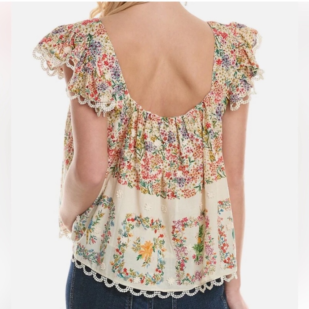 NWT Farm Rio Women's Floral Embroidered Blouse Square Neck Size M Multicolor - Picture 10 of 10